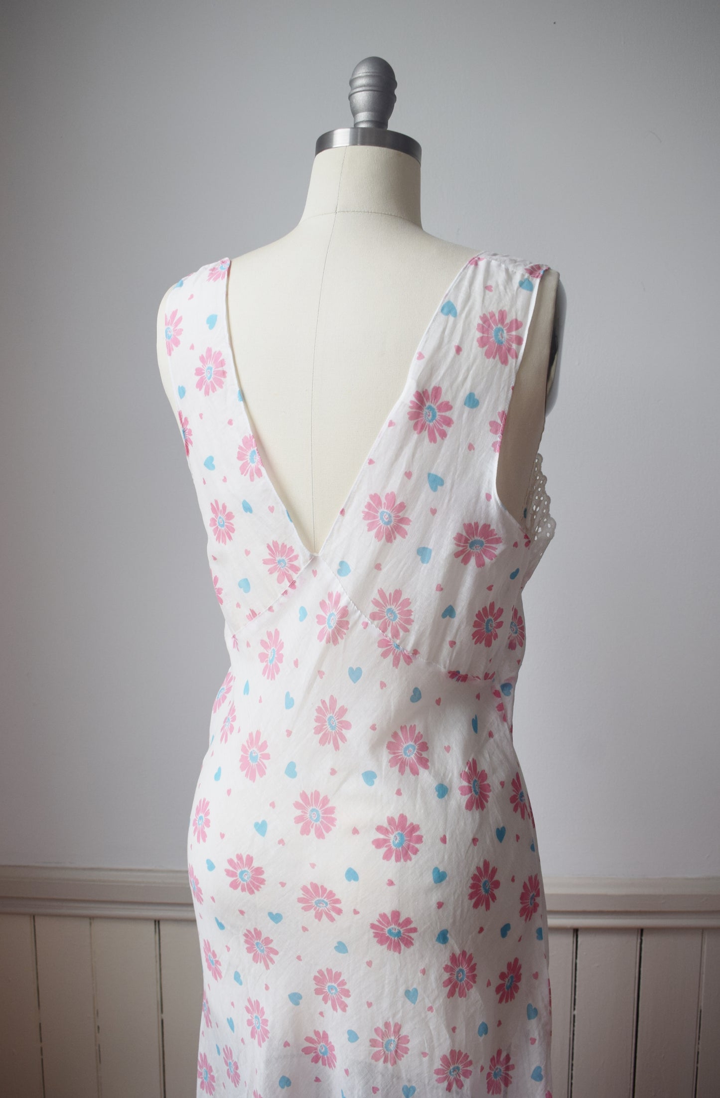 1940s Novelty Print Cotton Slip Dress | M/L