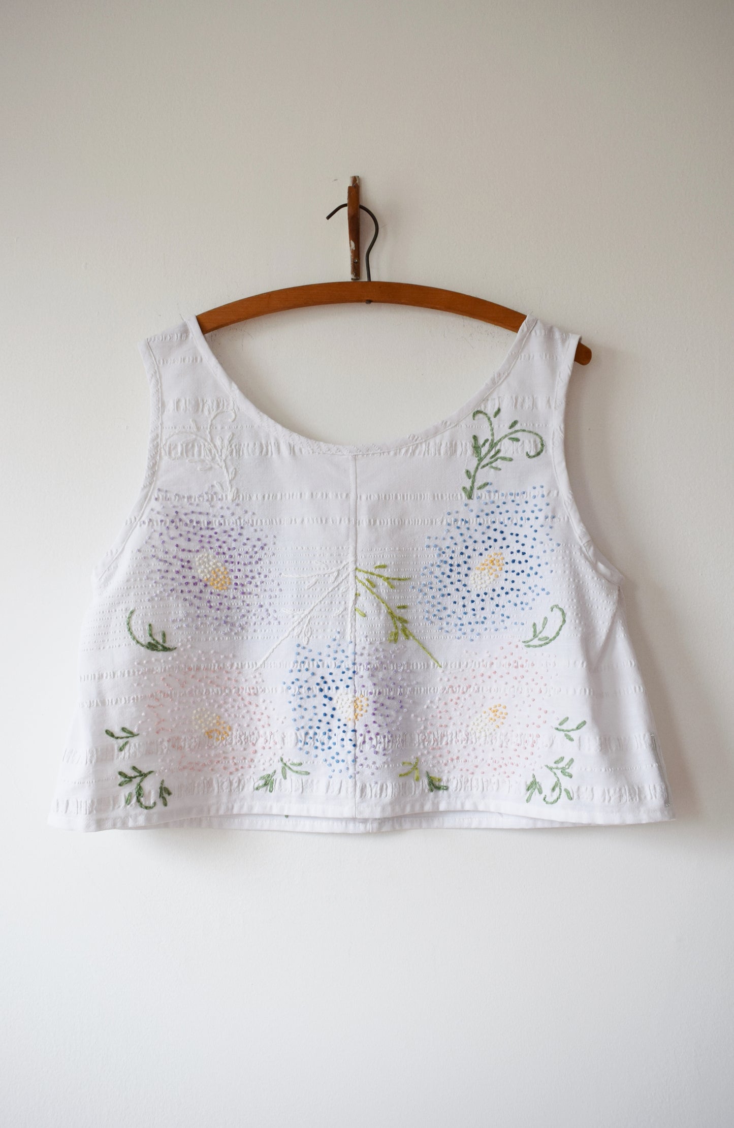 Vintage Embroidered Cotton Top |  Pixel Floral | M