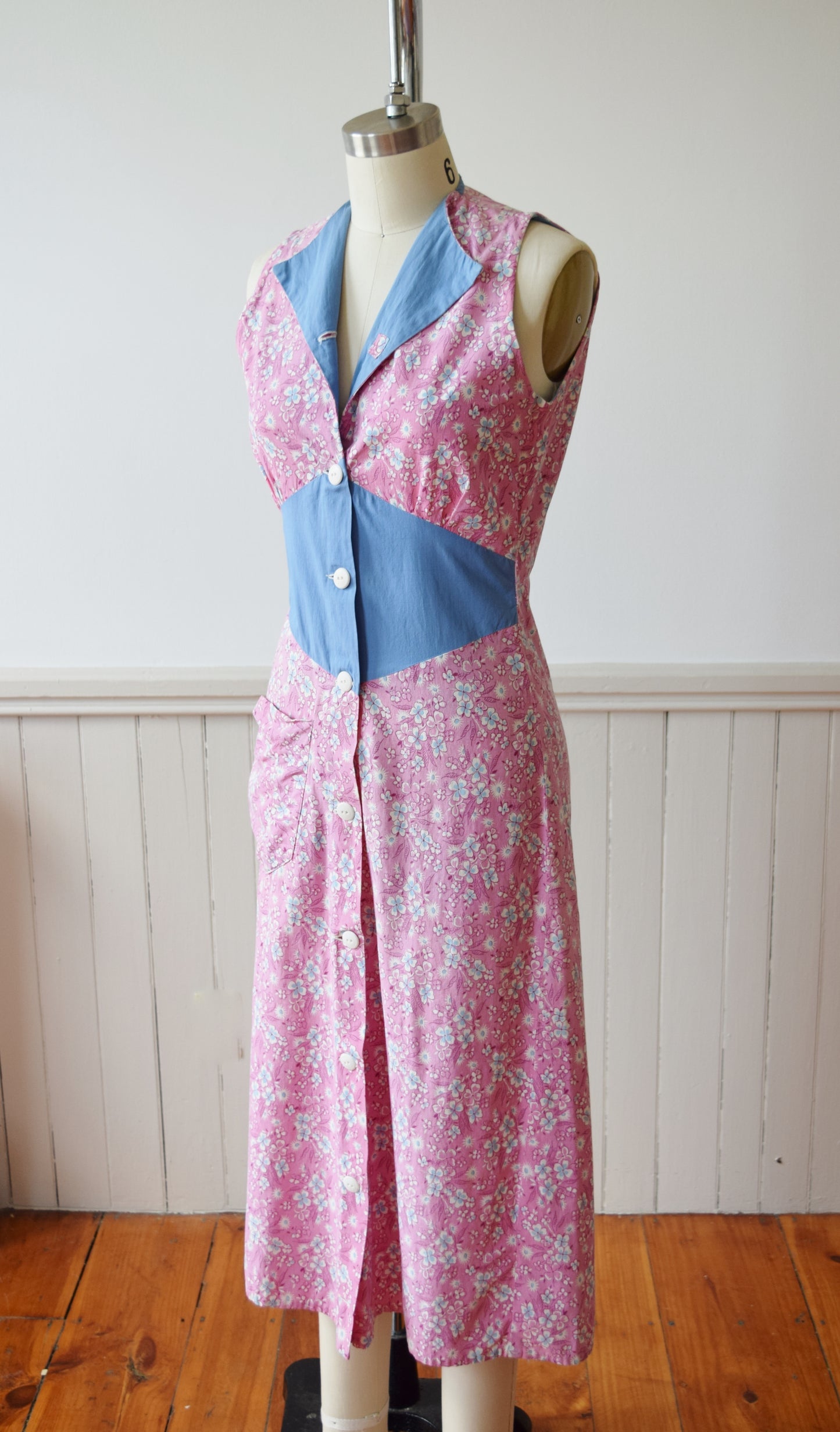 Feedsack Chore Dress | 1930s | XS/S