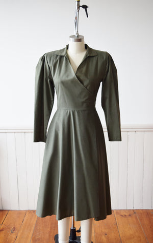 Norma Kamali Olive Green Wrap Dress | SP