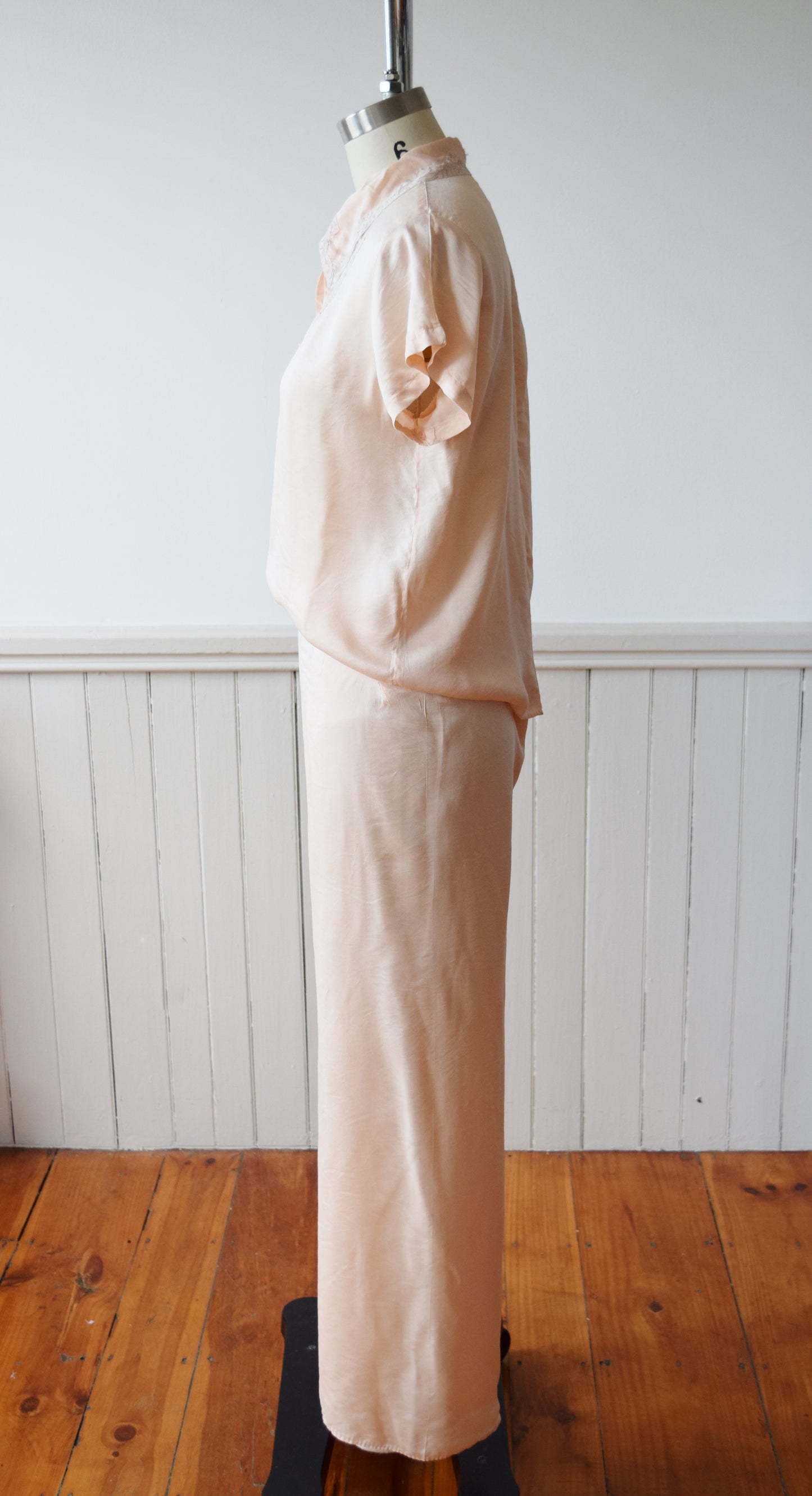 Silk Pajama Set | Top + Wide Leg Pants | 1940s | S/M