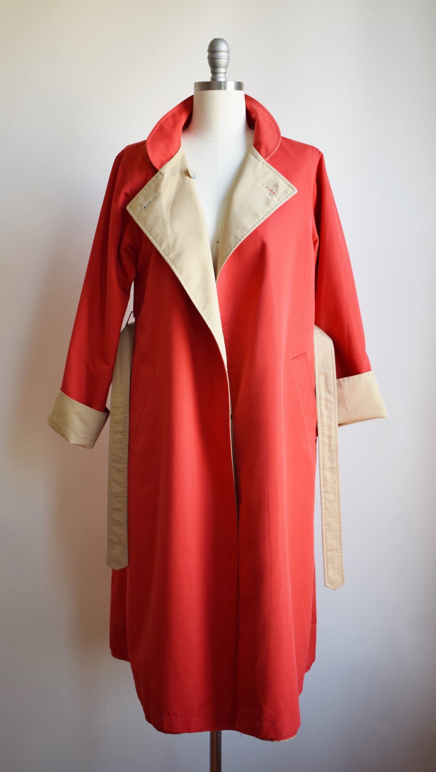 Vintage Khaki/Red Hot Reversible Trench | S/M