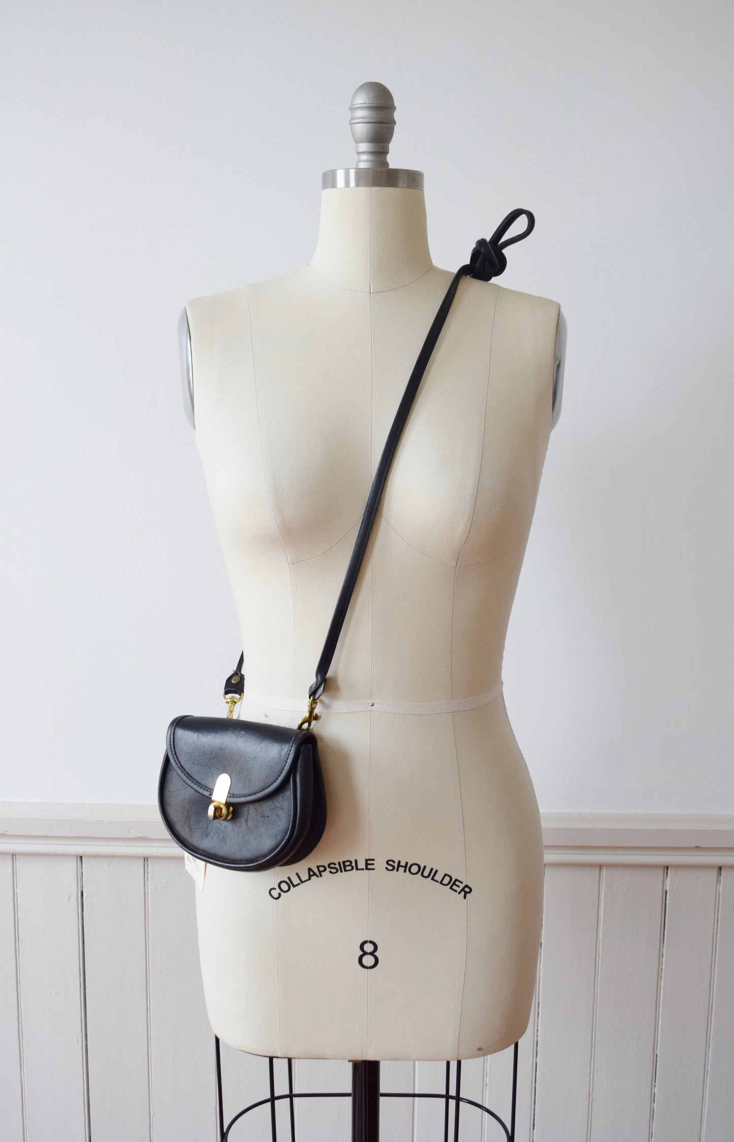 Vintage Mini Black Leather Crossbody or Belt Bag