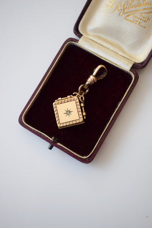 Antique Victorian Fob Locket with Rhinestone Starburt and Swivel Clip