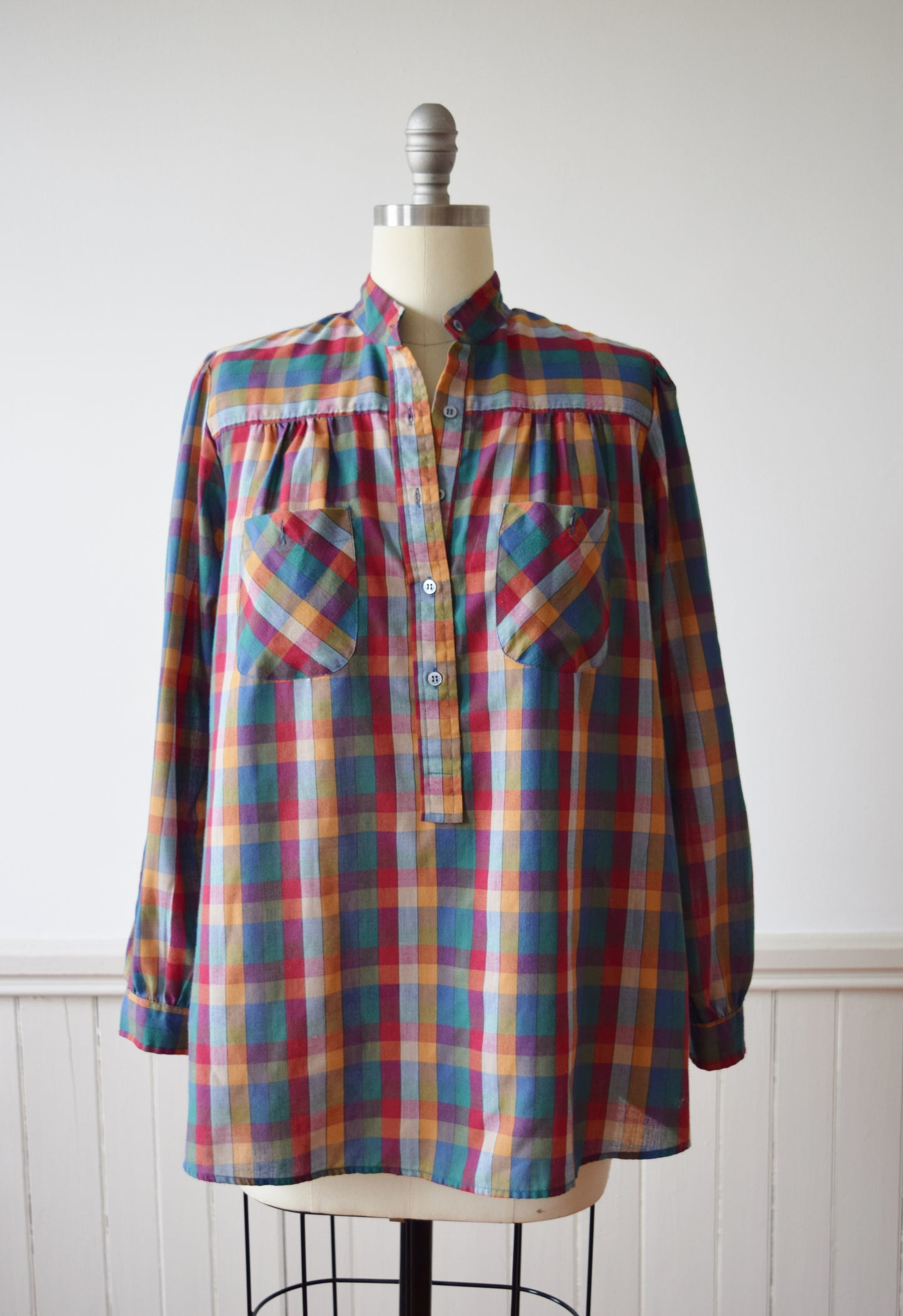 Multi-Colored Gingham Top | 1970s | M