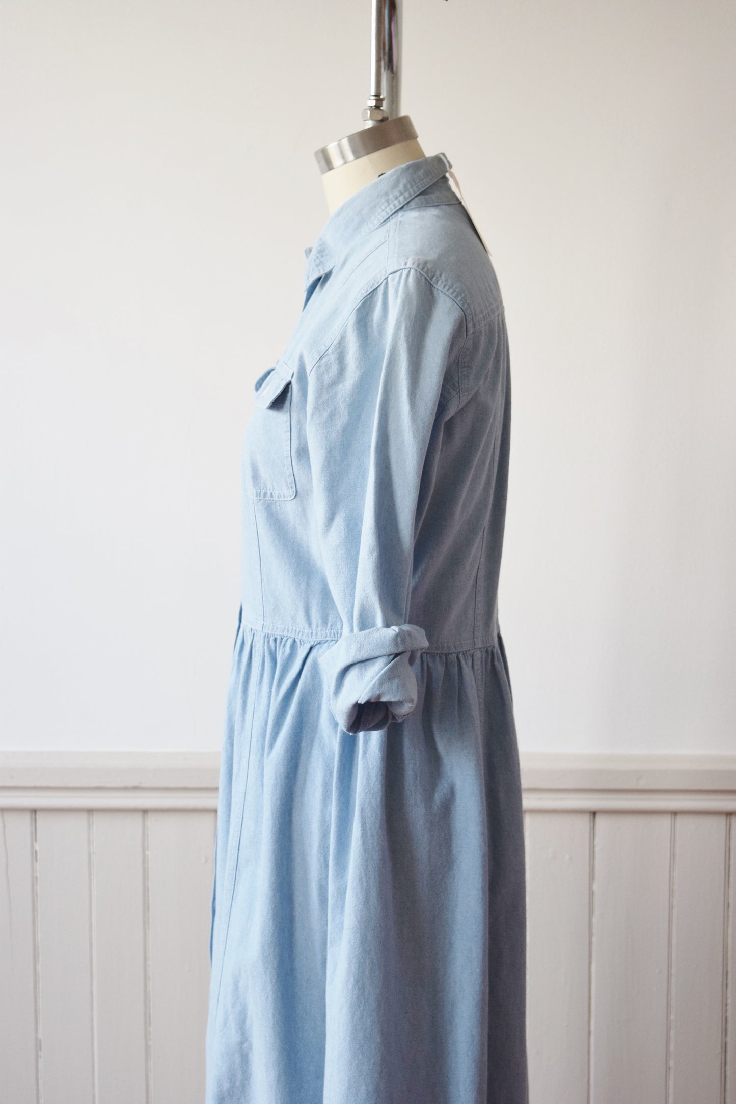 RESERVED 1990s Laura Ashley Chambray Market Dress | S