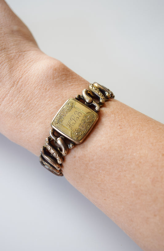 Antique Expandable Sweetheart Bracelet with Monogram