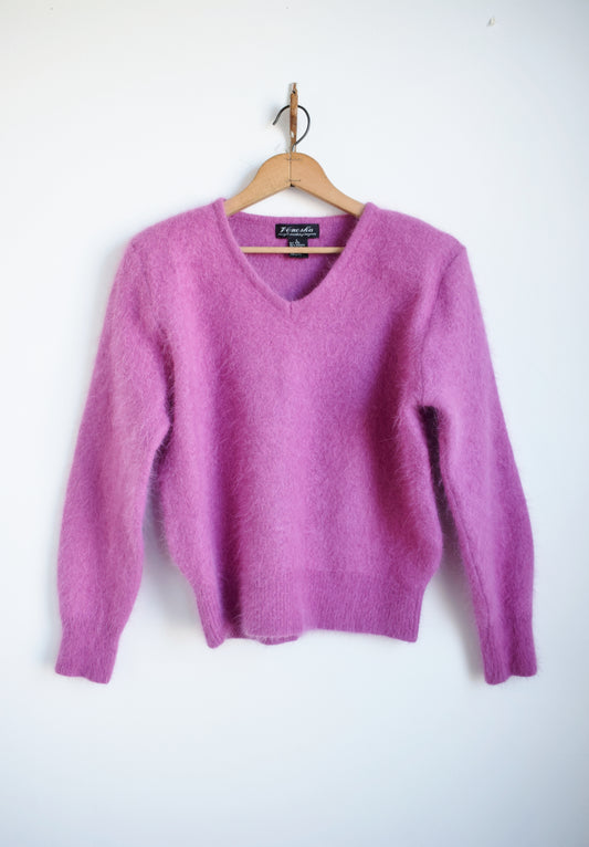 Vintage Fuschia Pink Angora Pullover | M