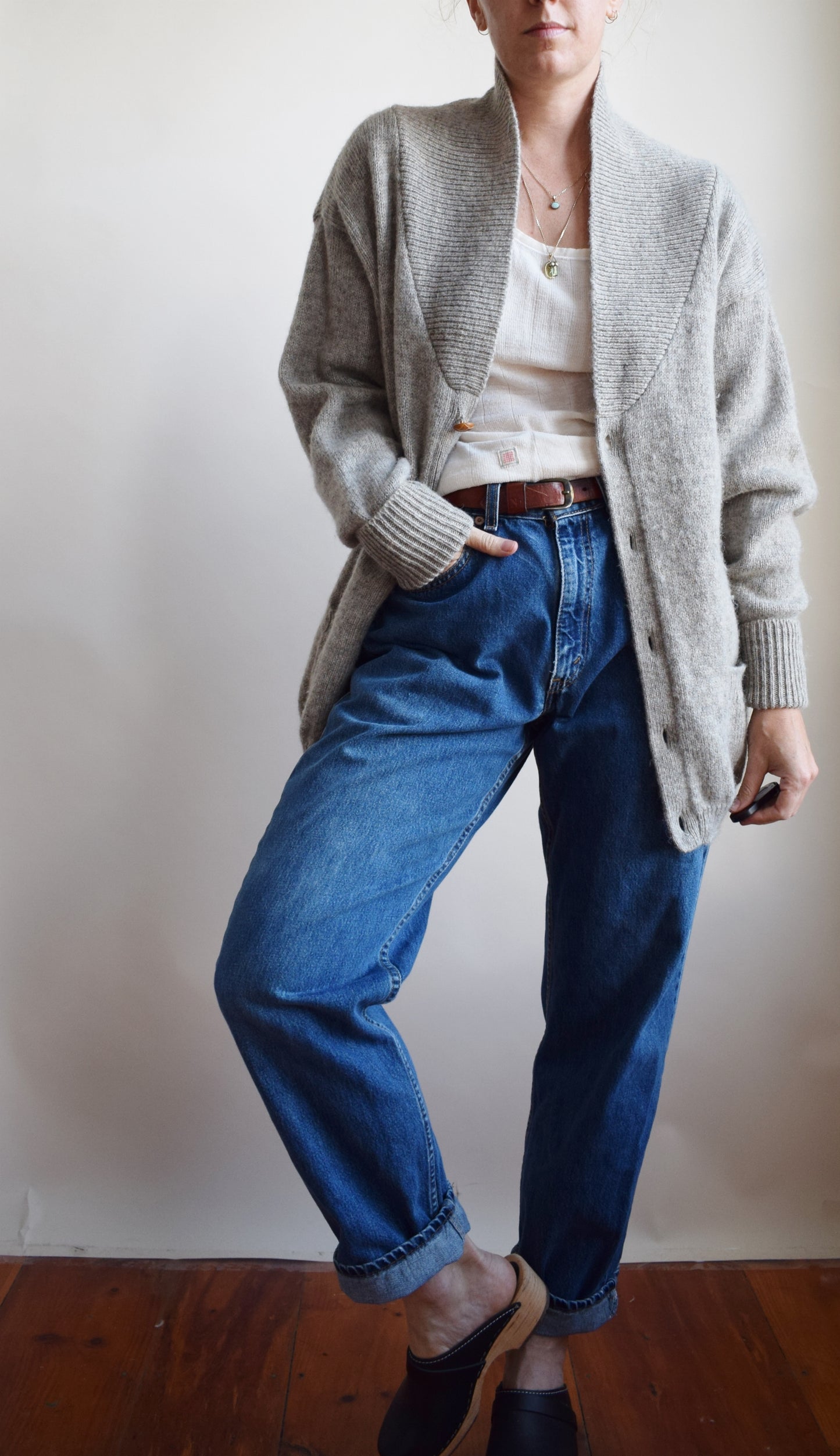 Vintage Wool Boyfriend Cardigan | XL
