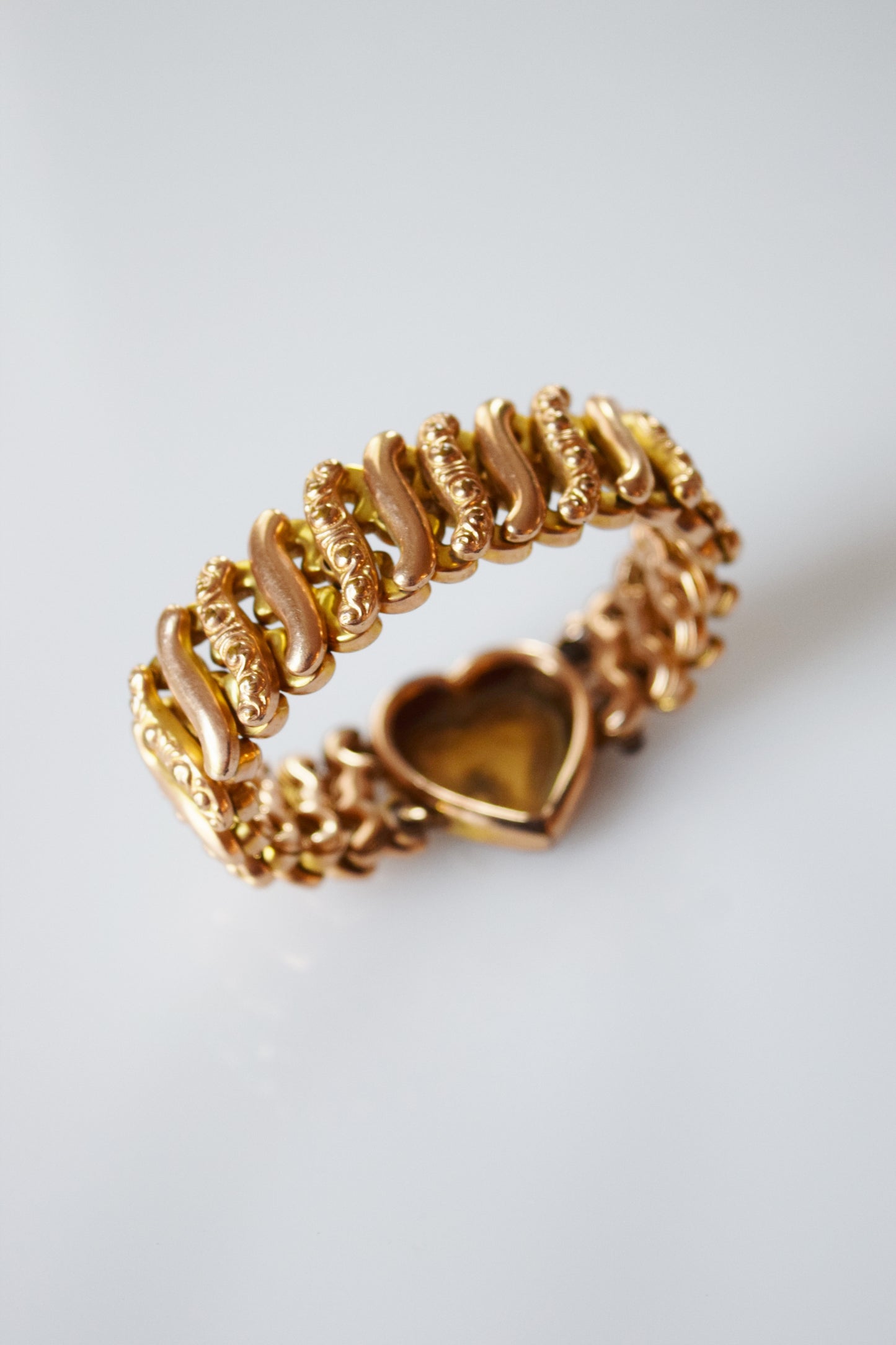 Vintage Sweetheart Expansion Bracelet with Engraved Heart Charm | "FMA"