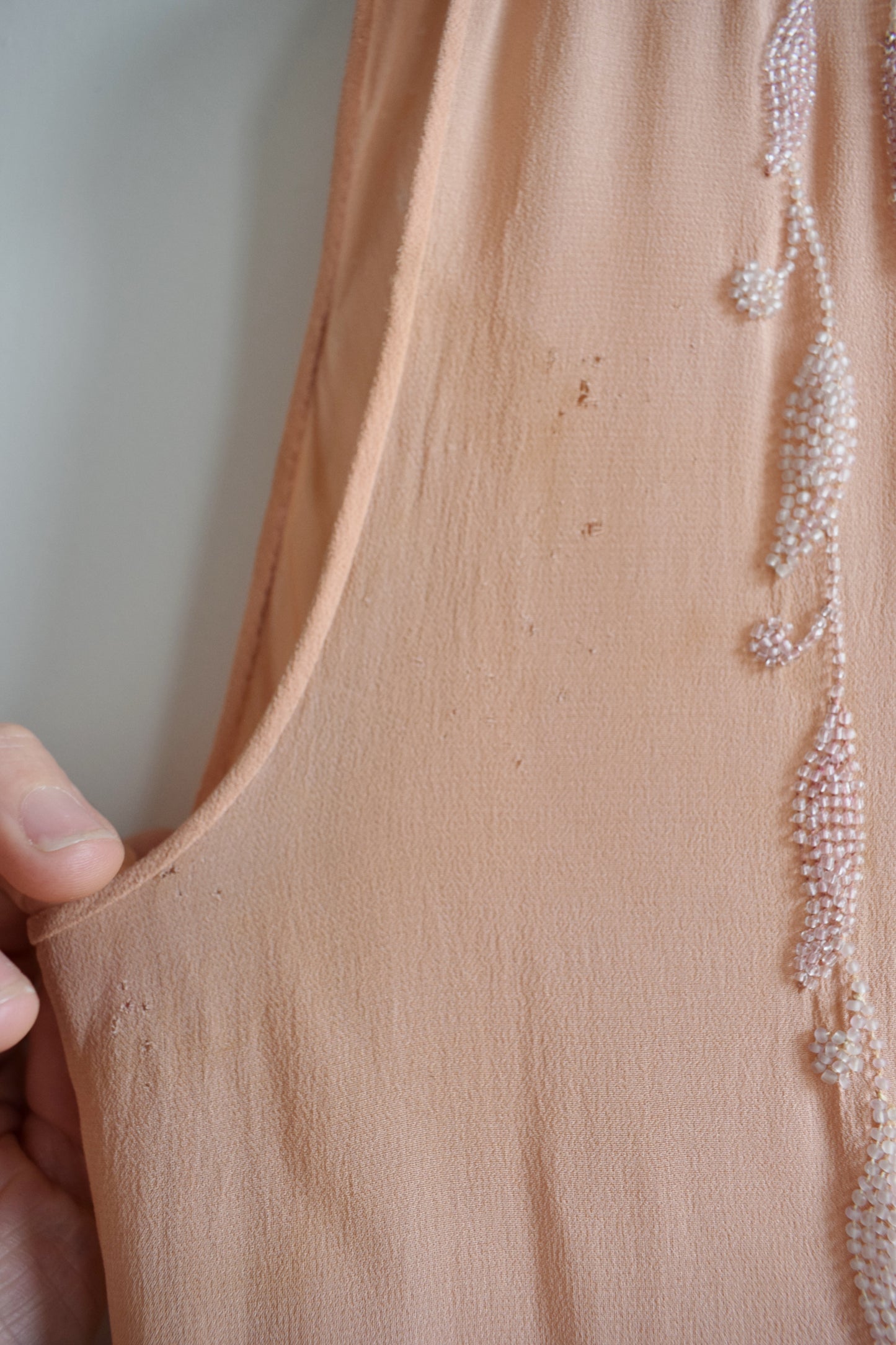 1920s Ballet Pink Beaded Silk Gown | S/M