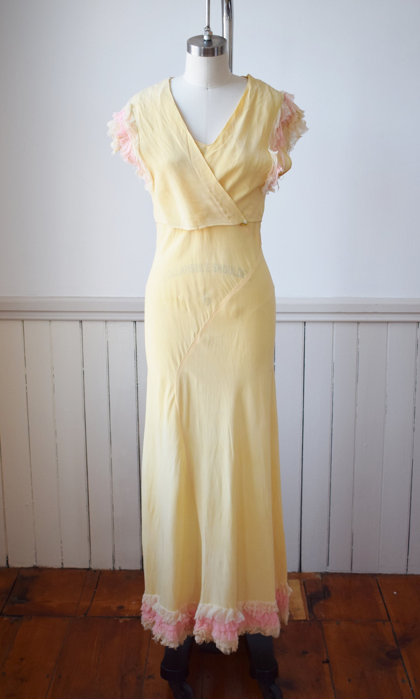 1930s Yellow Rayon Gown with Bolero | S | wounded bird