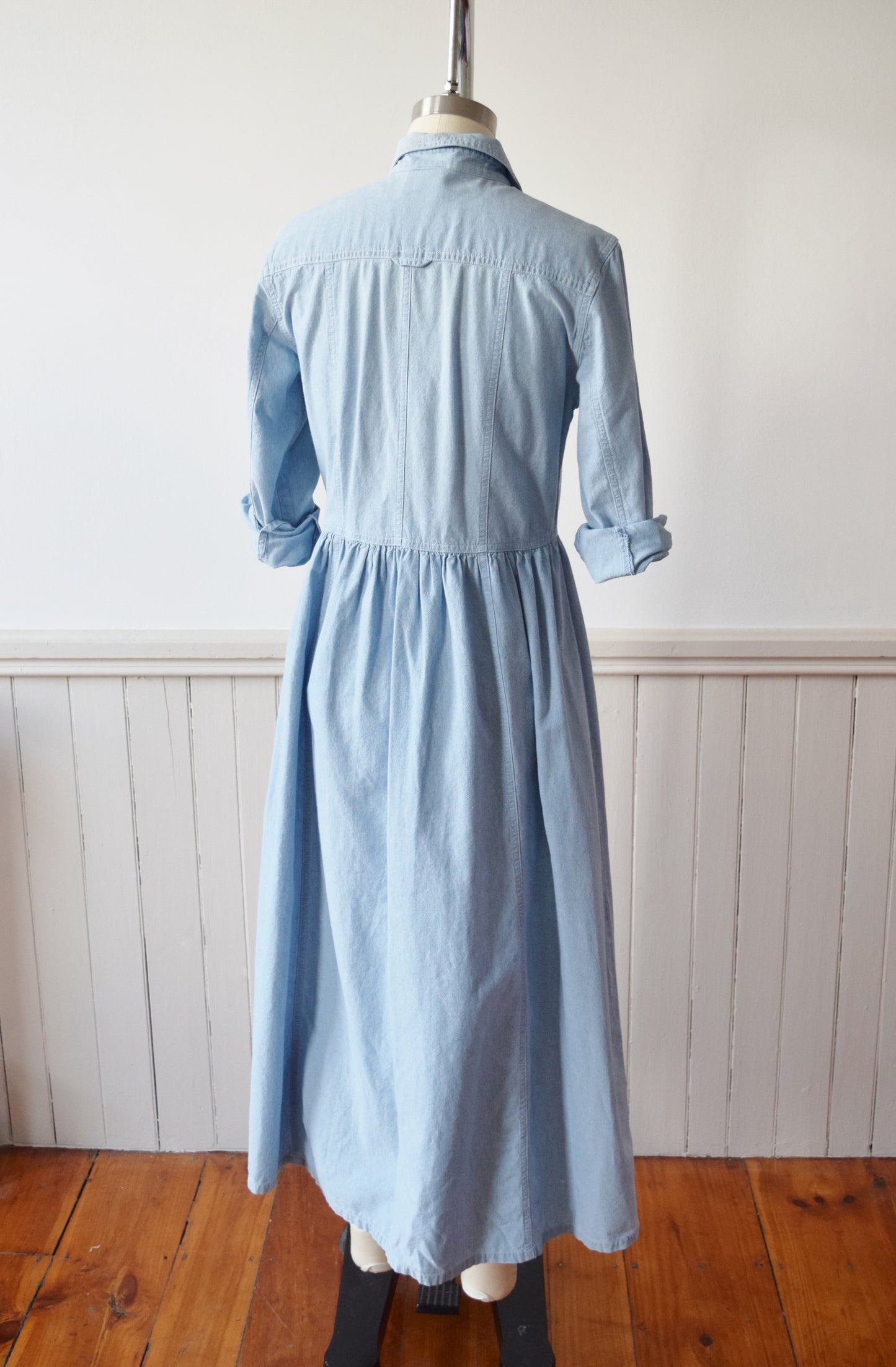 RESERVED 1990s Laura Ashley Chambray Market Dress | S