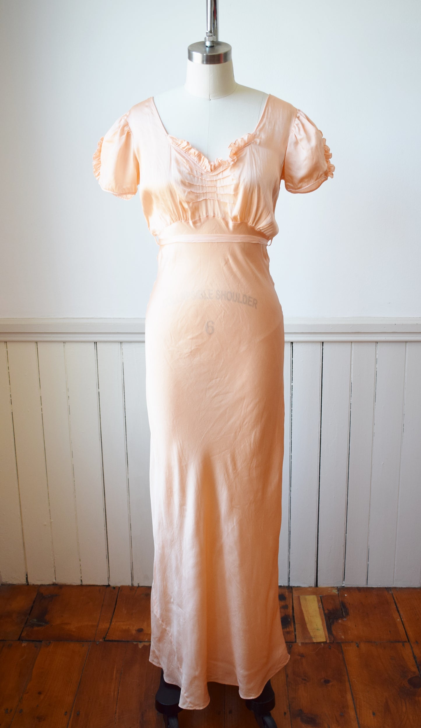 1930s Silk Puff Sleeve Nightgown Dress | XS/S