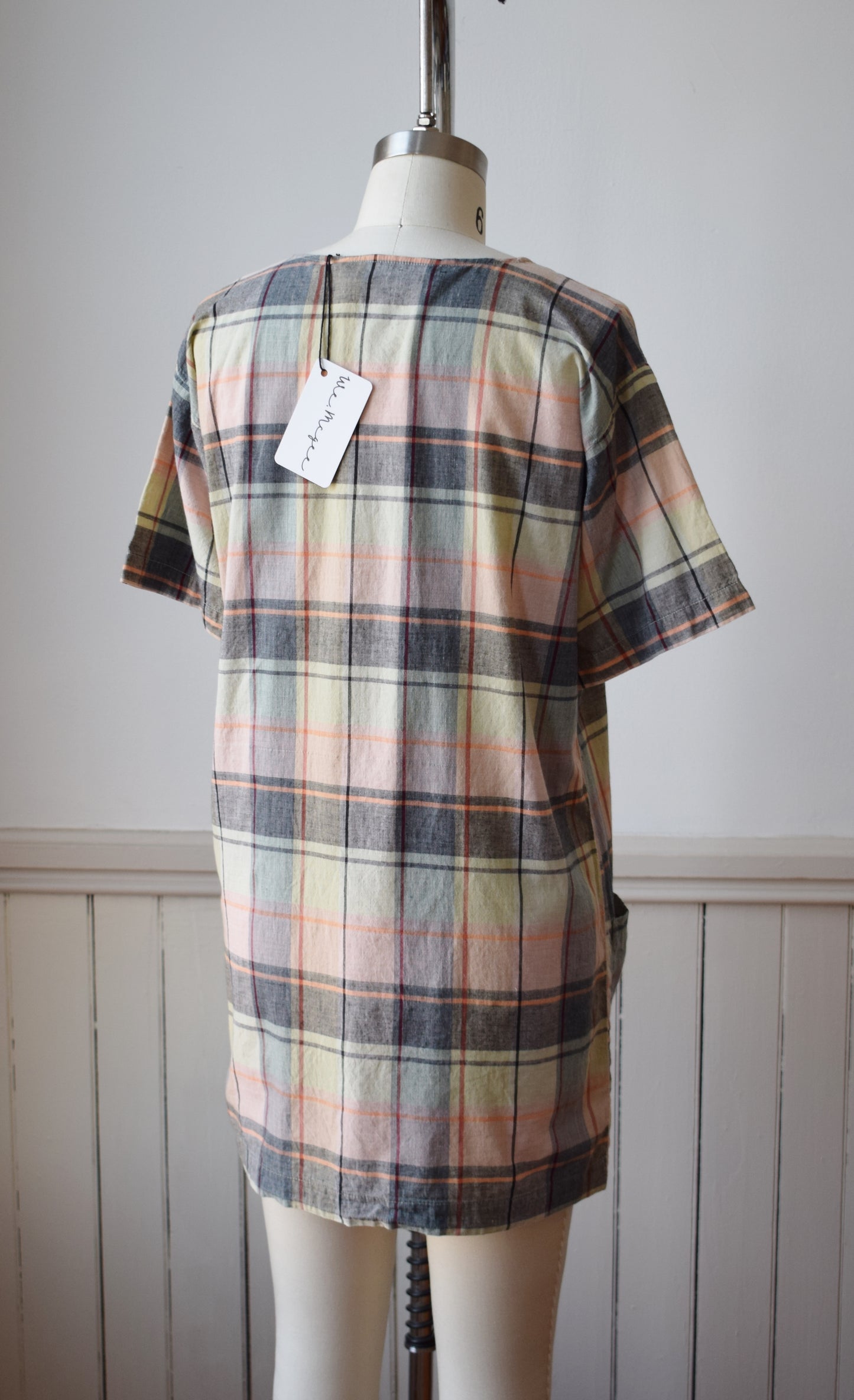 Vintage Madras Plaid Tunic Top by Norma Kamali | S