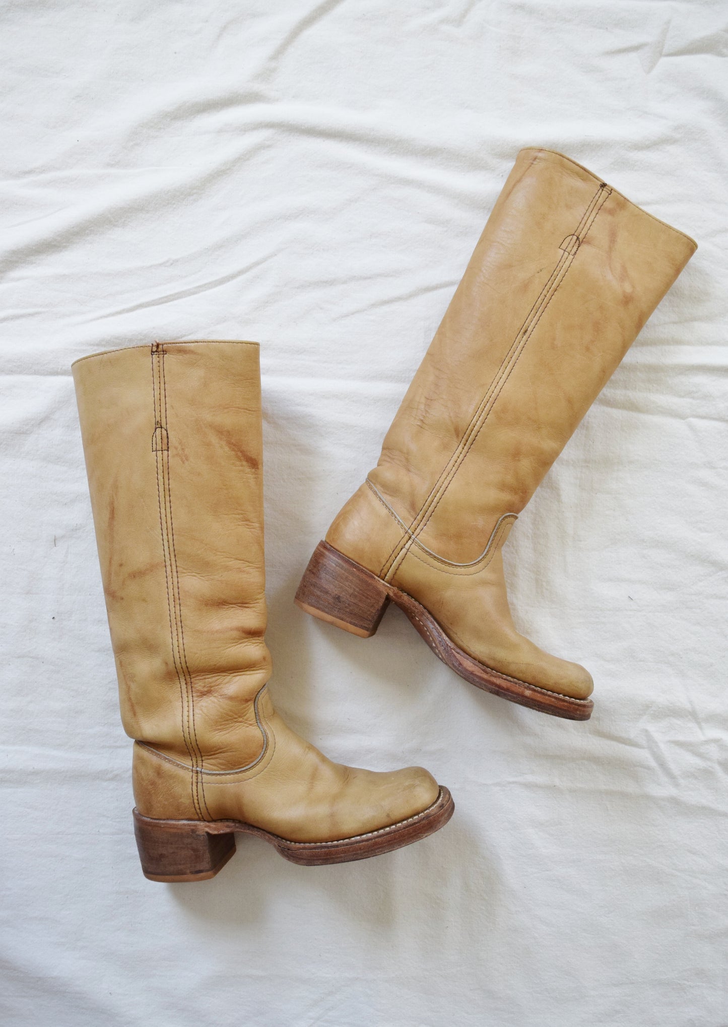 1970s Frye Campus Boots | Vintage Frye Boots | Banana Tan Frye Boots | Women's US Size 5