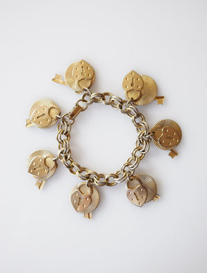Mid-Century Lock + Key Heart Charm Bracelet