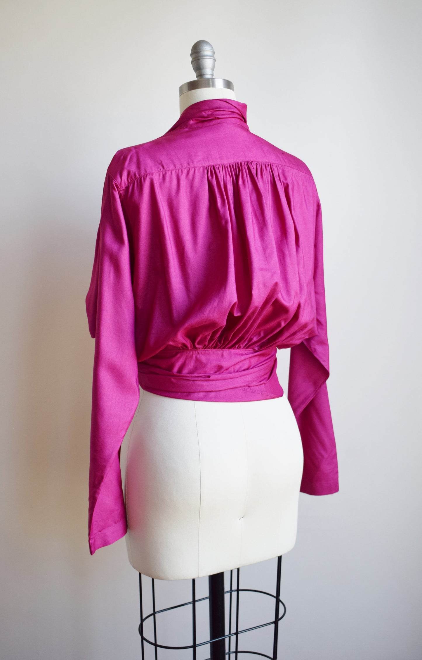 1980s Raspberry Silk Wrap Top by Kenzo | M/L