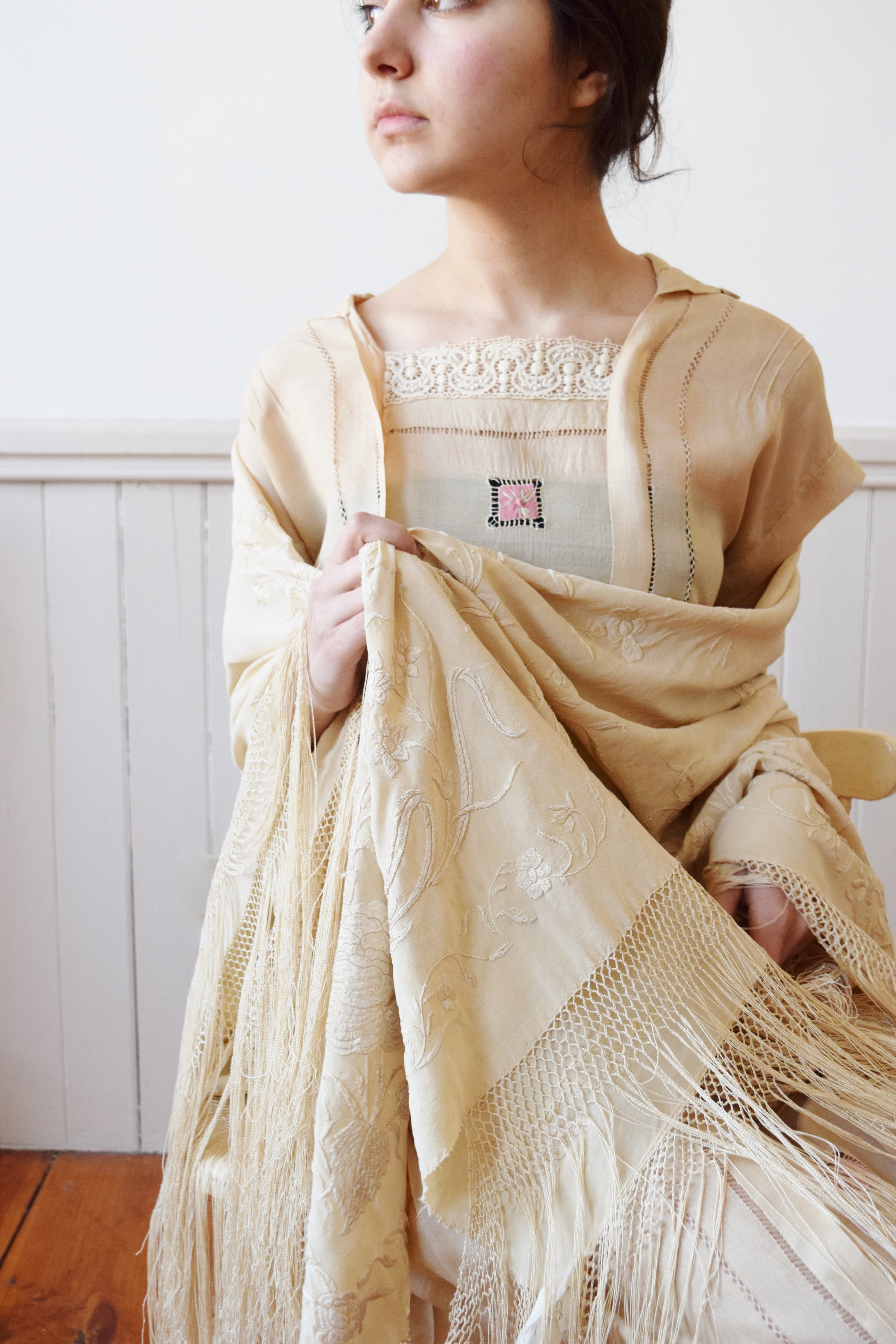 Large Antique Hand Embroidered Piano Shawl – fieldwork
