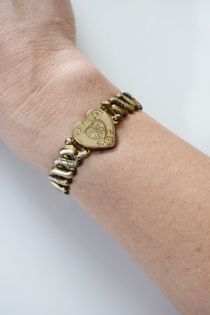 Vintage Gold Sweetheart Bracelet | Initials "RB"