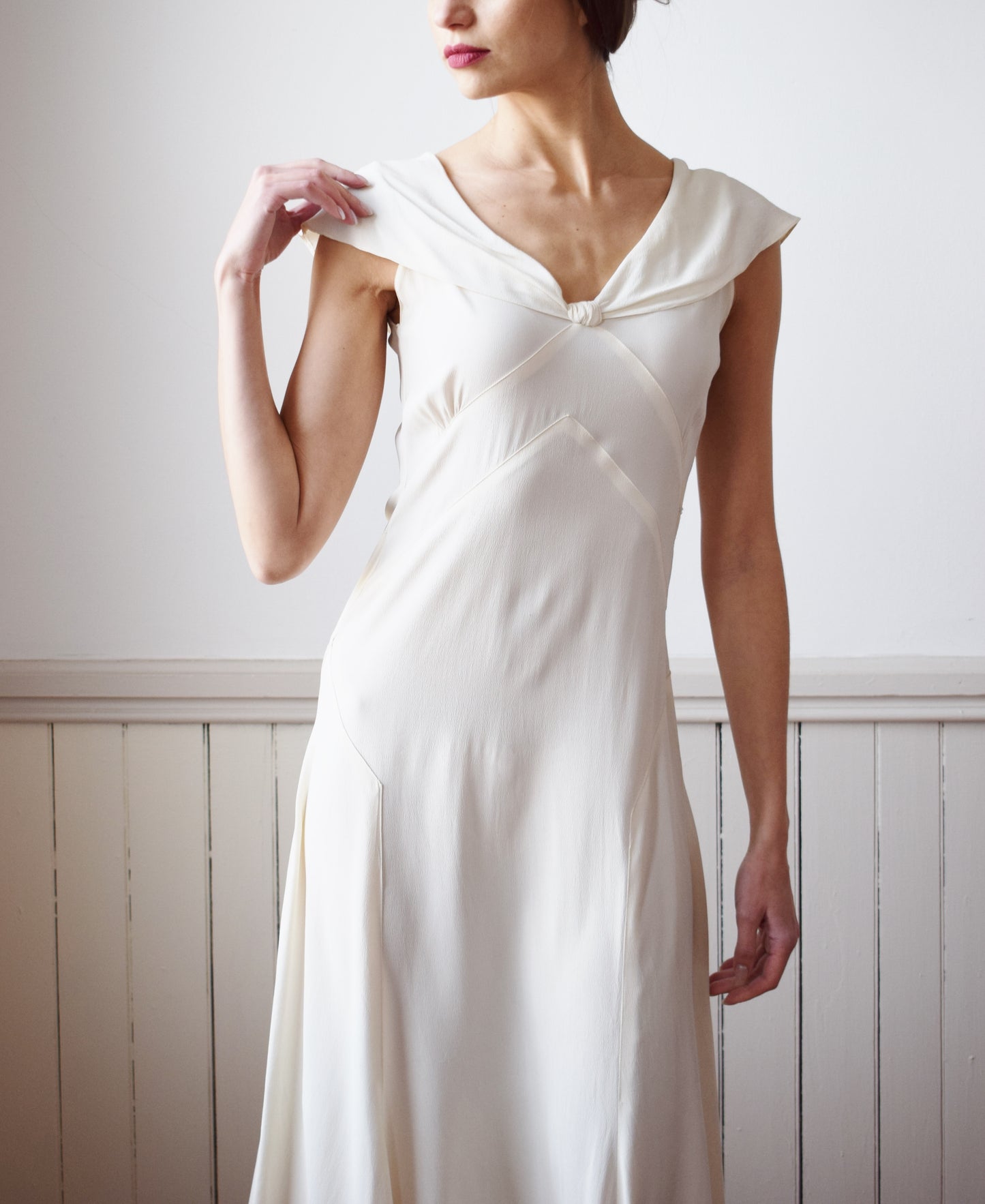 1930s Cream Rayon Gown | S