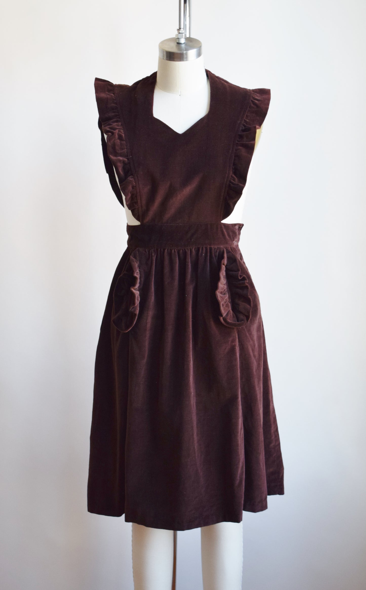 1940s Velveteen Pinafore Dress | XXS/XS
