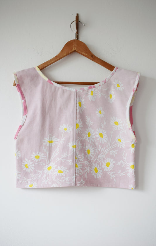 Vintage Pink Daisy Tablecloth Top II | S