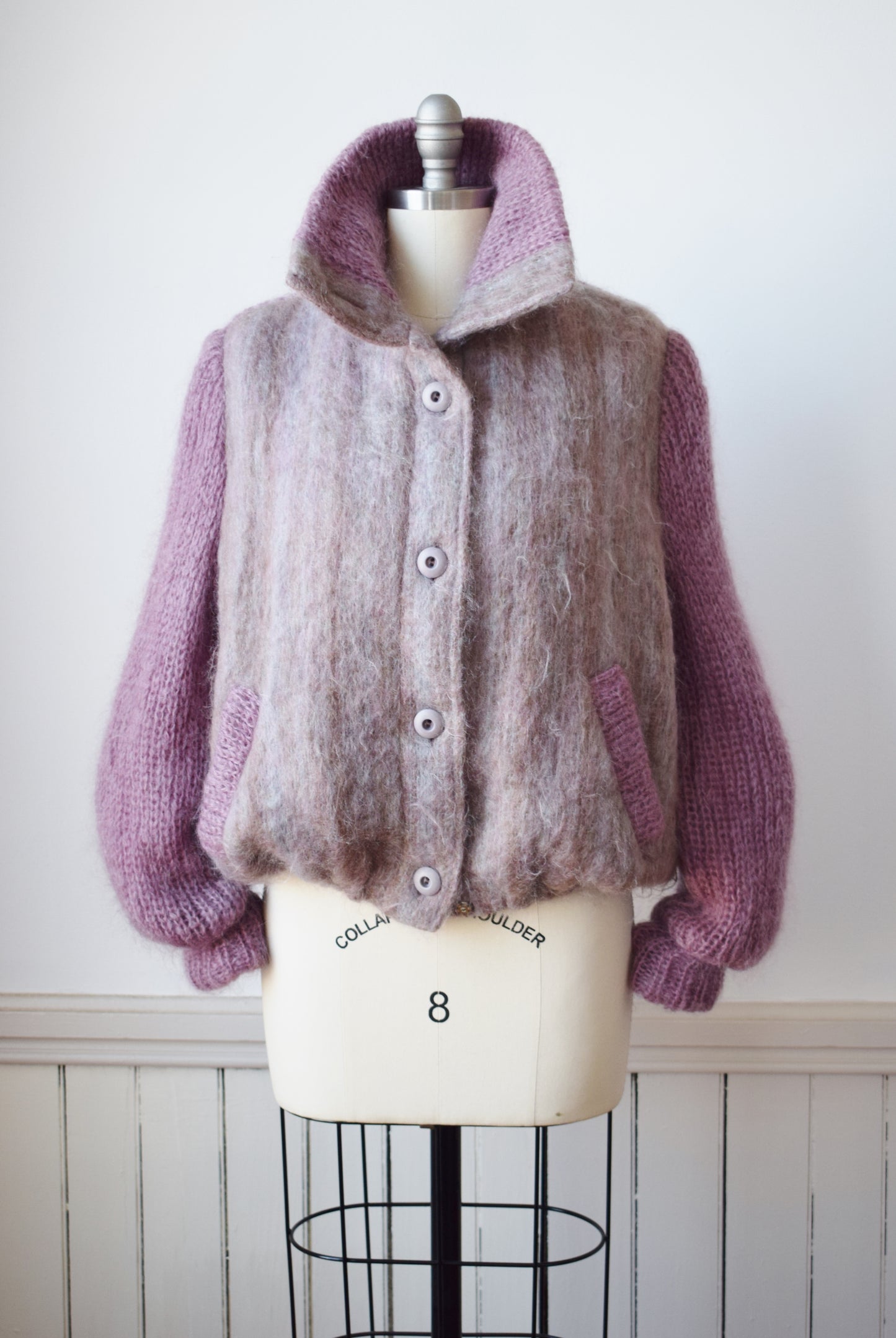 Lavender Mohair Irish Knit Jacket | M