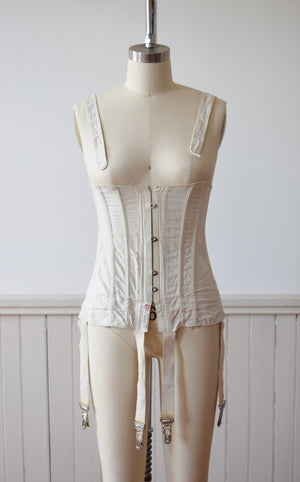 Antique Edwardian Era Corset Waist by Ferris Bros. | XXS-XS