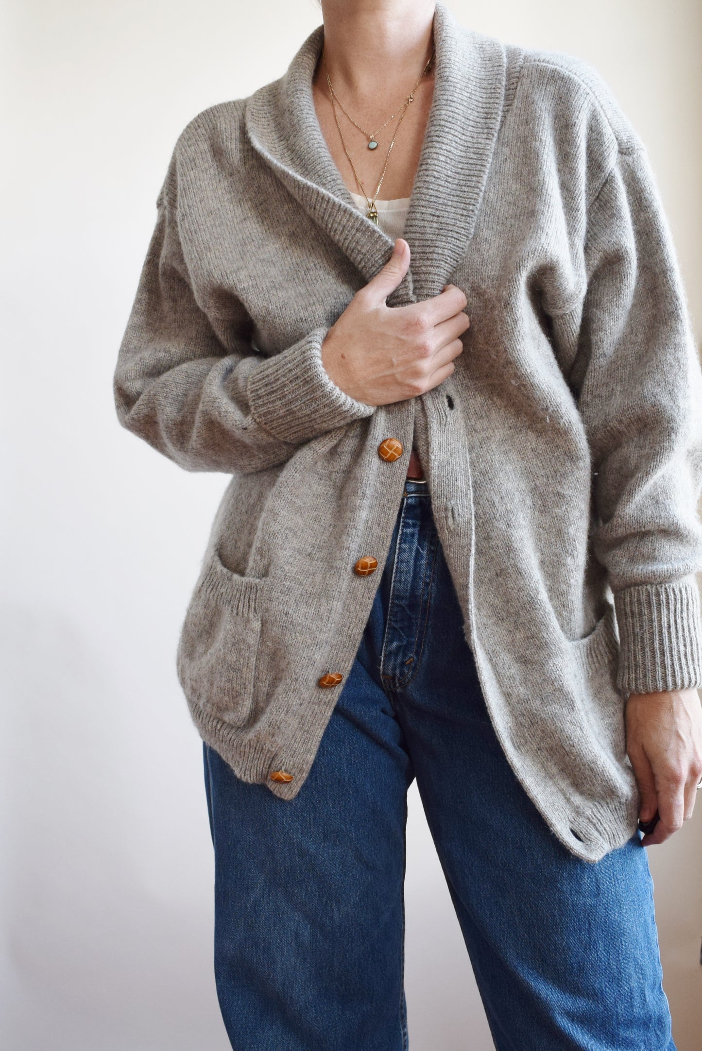 Vintage Wool Boyfriend Cardigan | XL