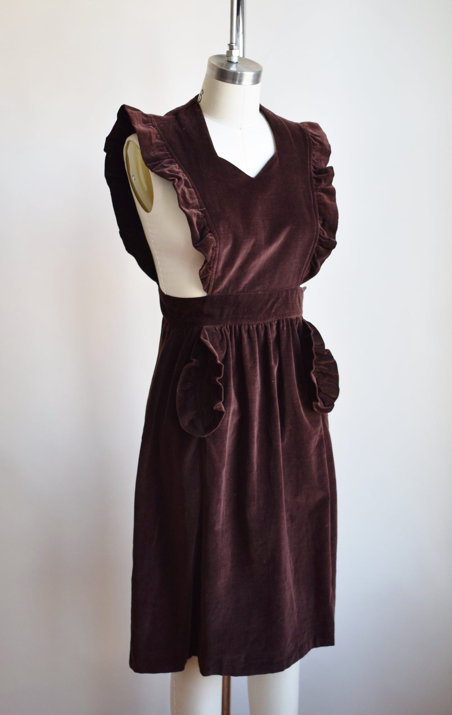 1940s Velveteen Pinafore Dress | XXS/XS