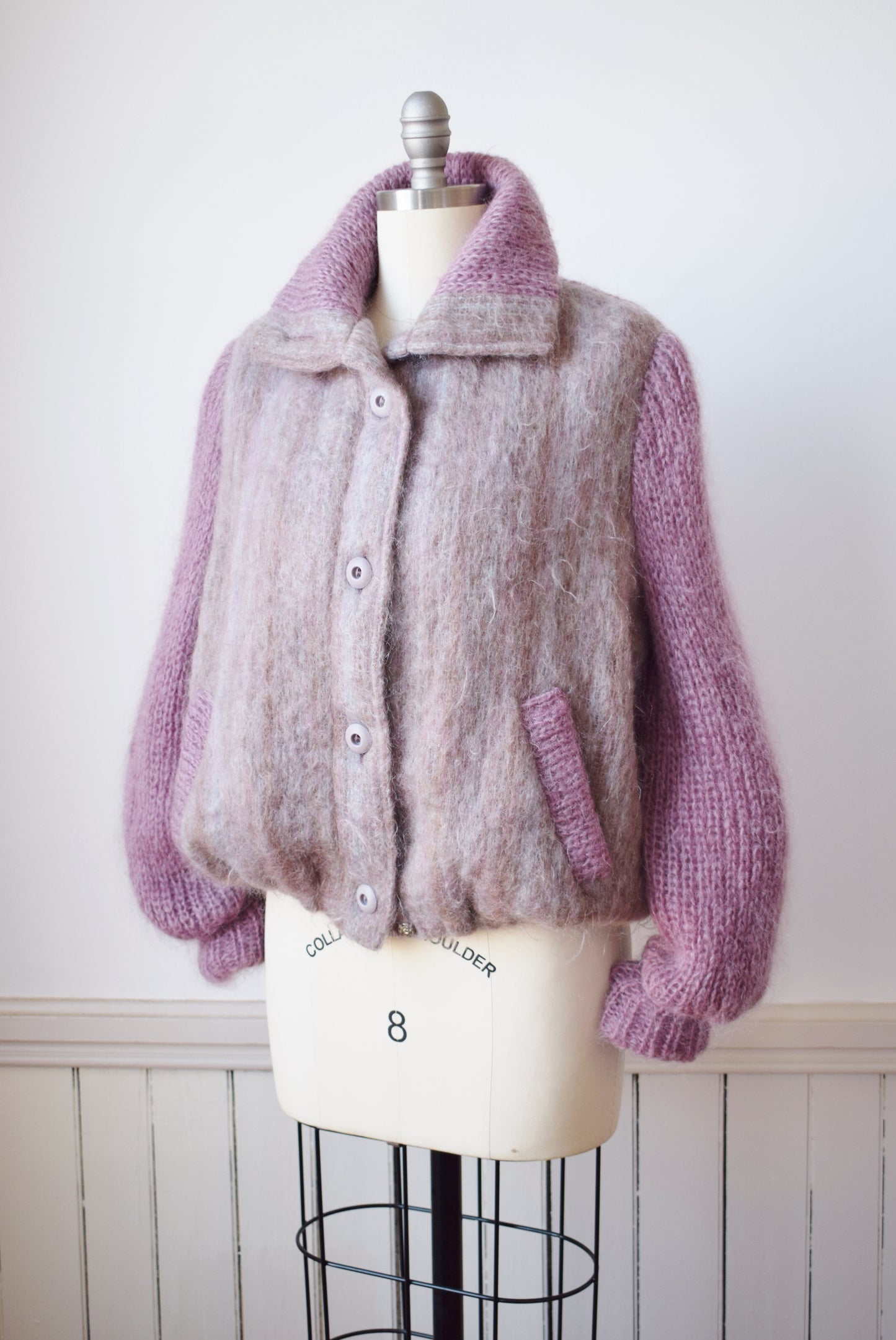 Lavender Mohair Irish Knit Jacket | M