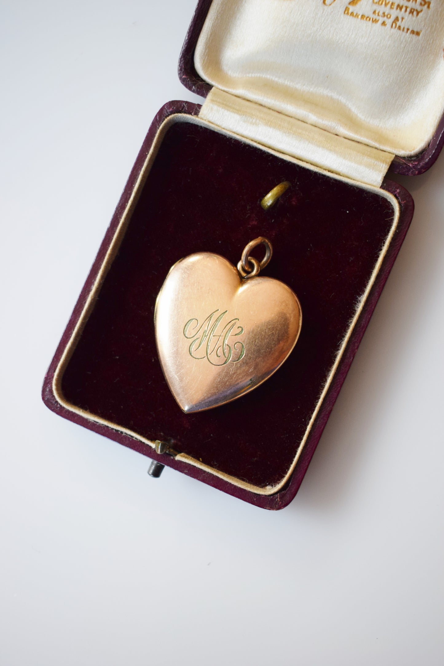 Antique Gold Heart-Shaped Locket "MA" Initials