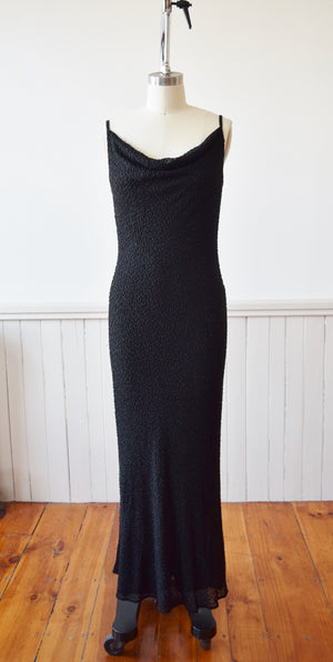 Bias Cut Beaded Silk Column Gown | S
