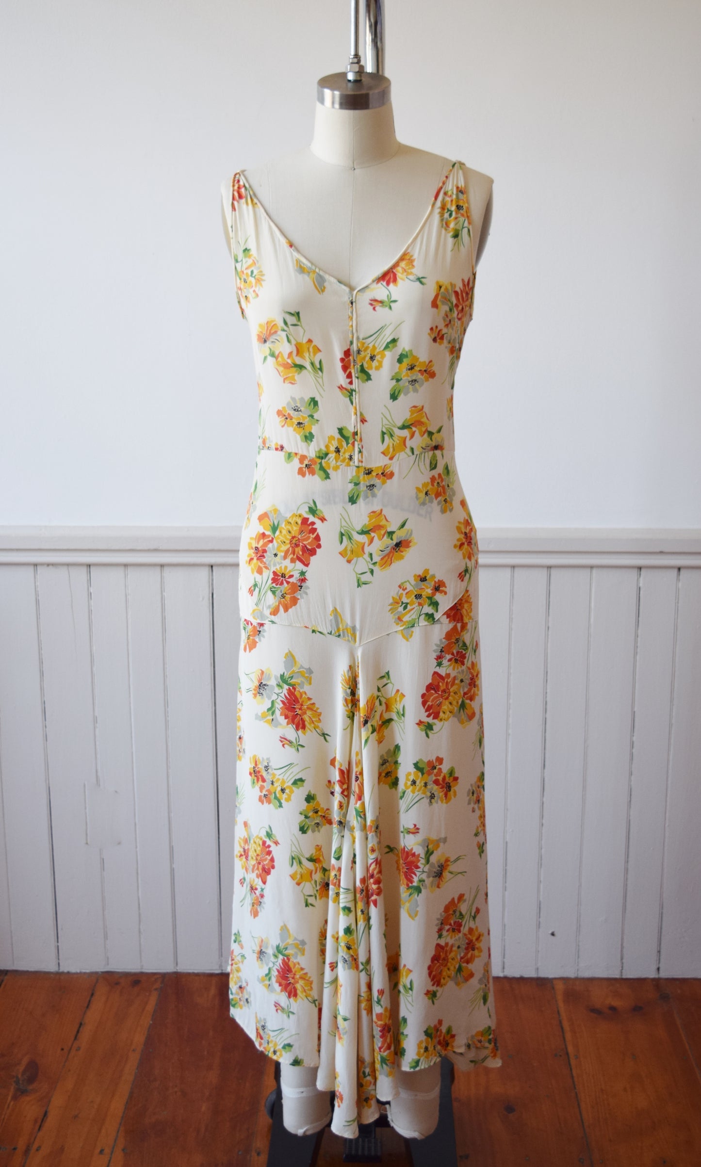 1930s Nasturtiums Gown | S/M