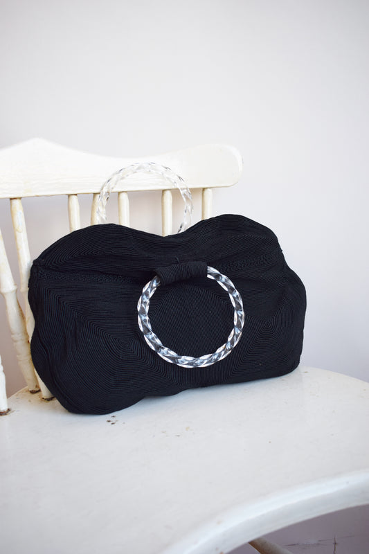 1940s Corde Handbag with Lucite Handles
