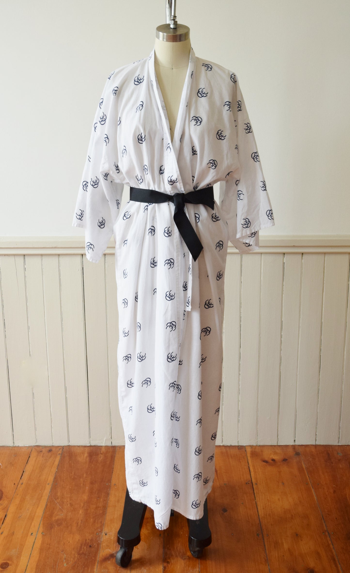 1980s Lucky Horseshoe Cotton Kimono Robe