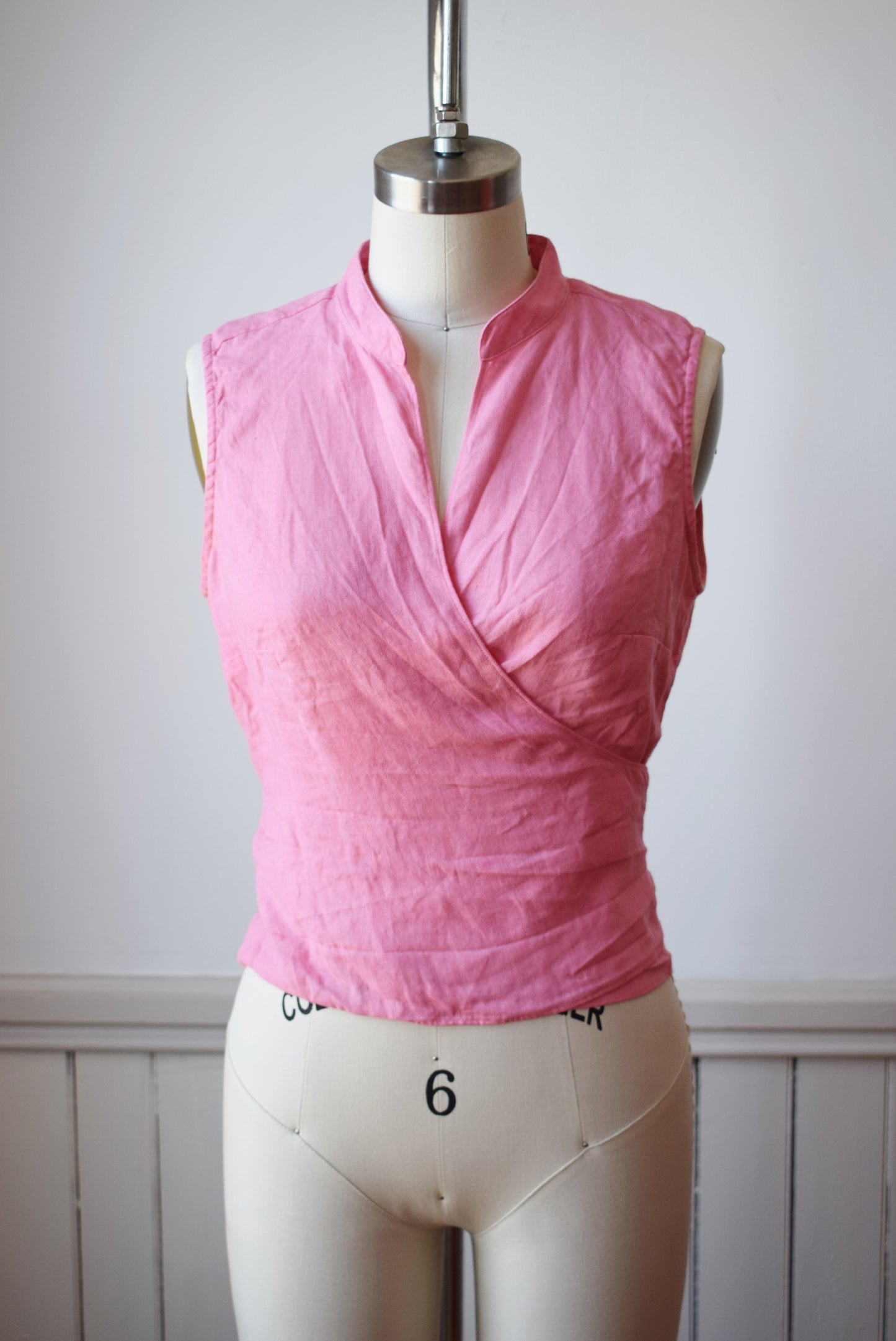 Vintage Pink Irish Linen Wrap Top | PS