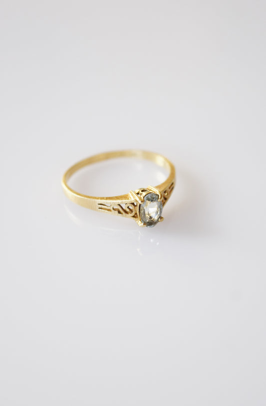 Aquamarine + 14kt Gold Filigree Ring | US Size 7