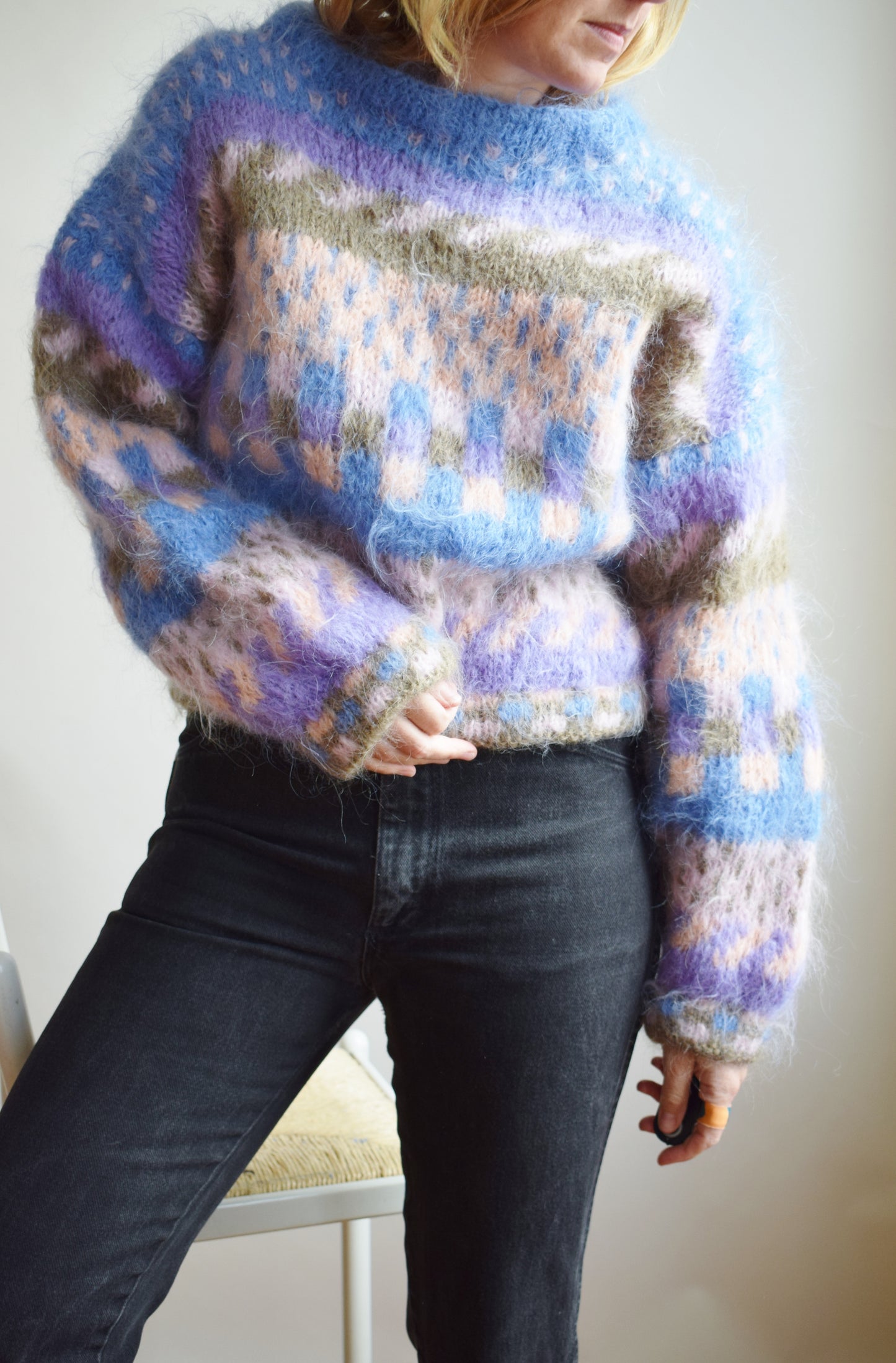 Vintage Handknit Mohair Sweater | M/L