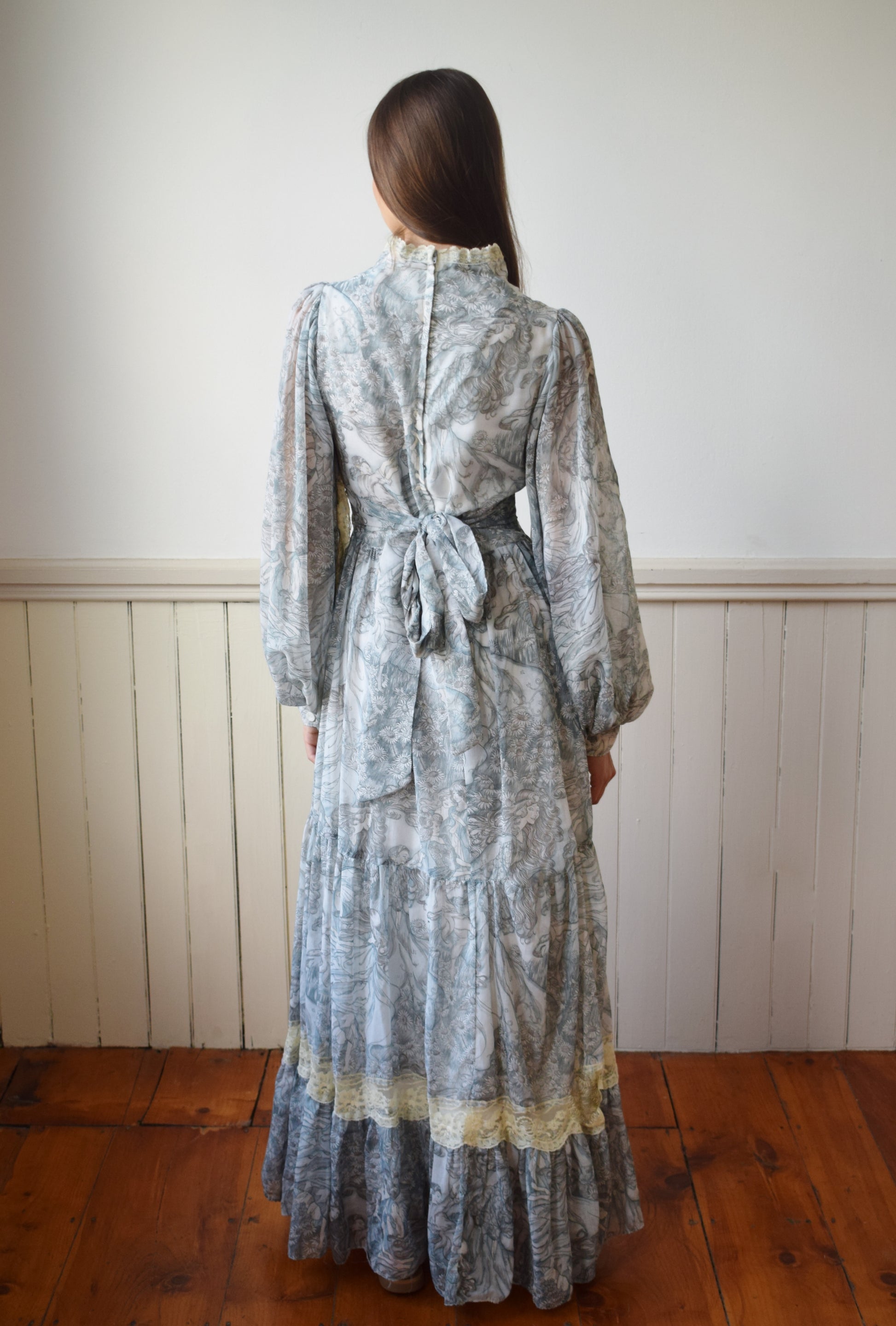 1970s Gunne Sax Fairy Print Gown | S fieldwork 1970s Gunne Sax Fairy Print Gown | S fieldwork