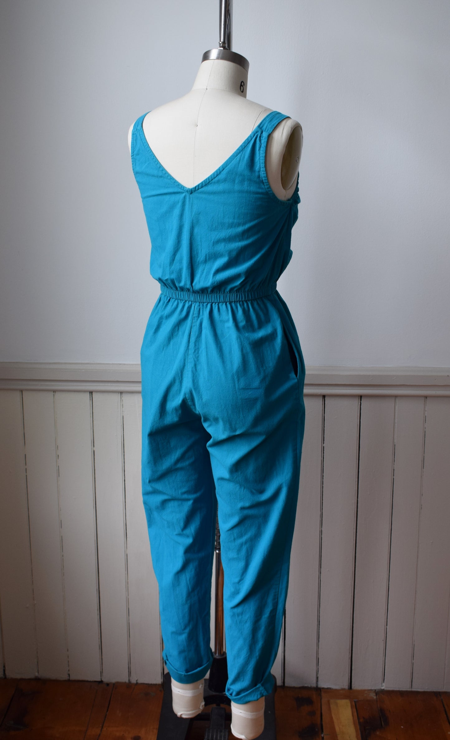 Vintage Teal Cotton Jumpsuit | XS