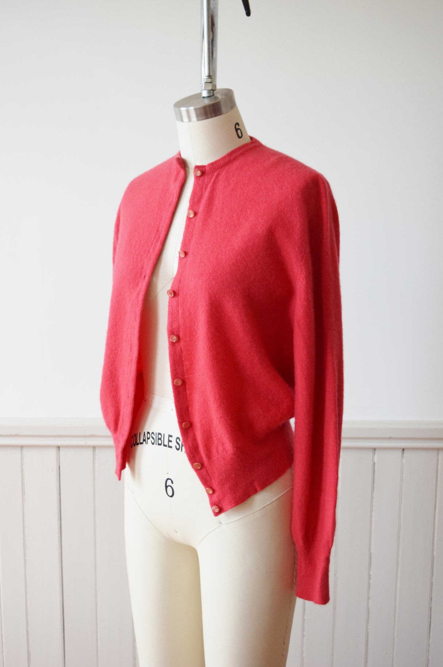 1950s/60s True Red Classic Cashmere Cardigan | S