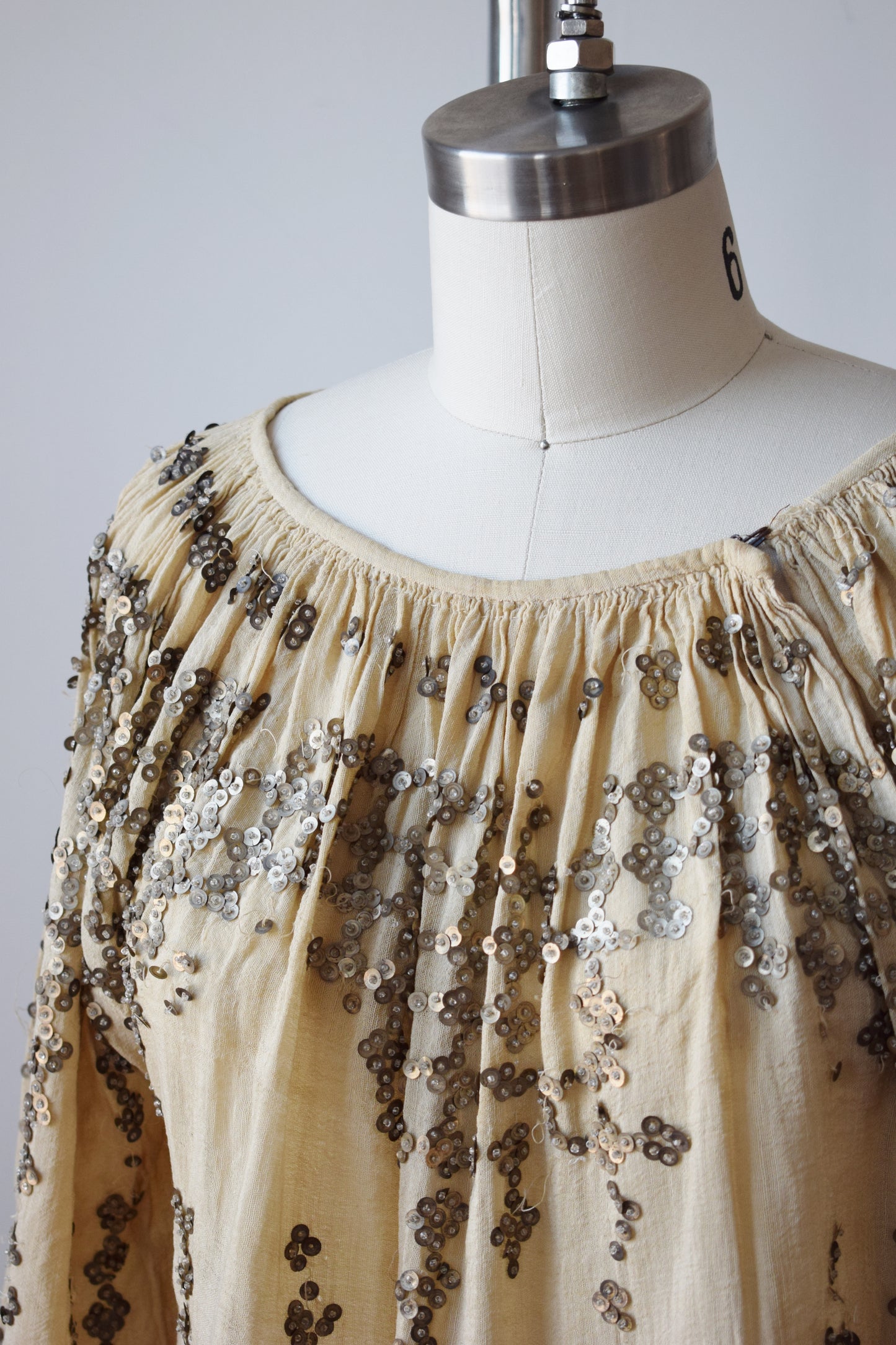 Antique  Peasant Blouse with Spangles | S/M | wounded bird