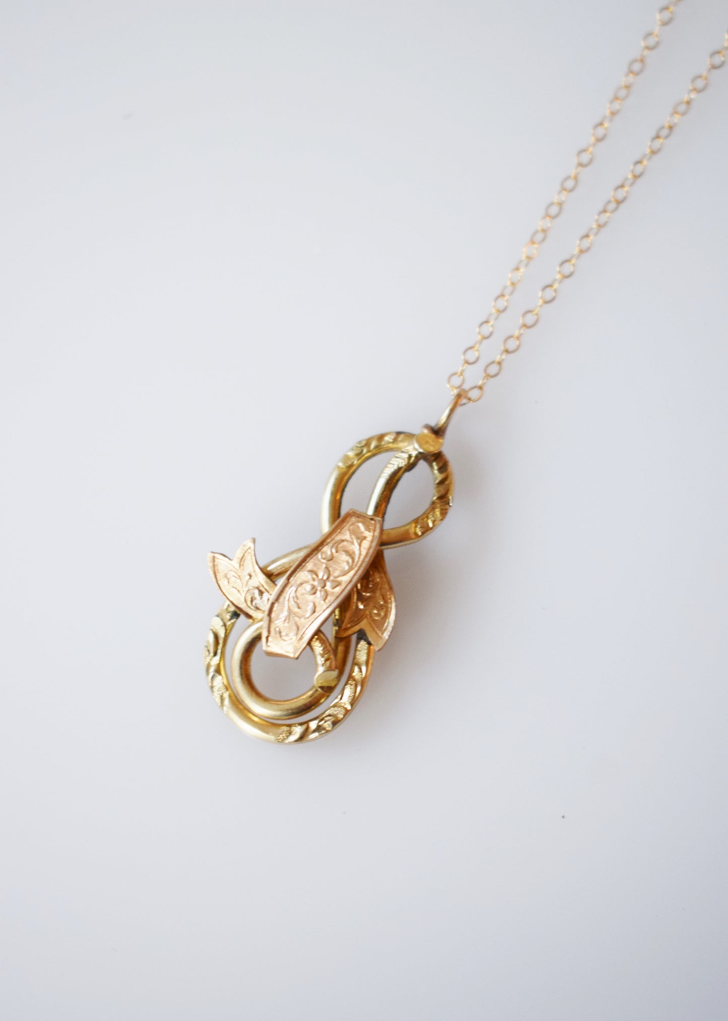 Victorian Gold Love Knot Pendant Necklace