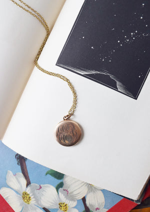 Antique Gold Monogrammed Circle Locket | Edwardian Locket | Initials EEB