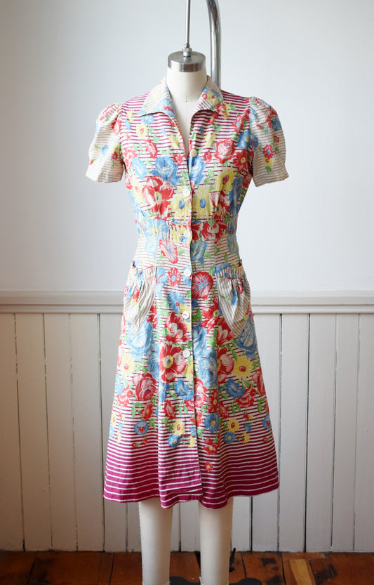 30s/40s Cotton Day Dress | xsmall