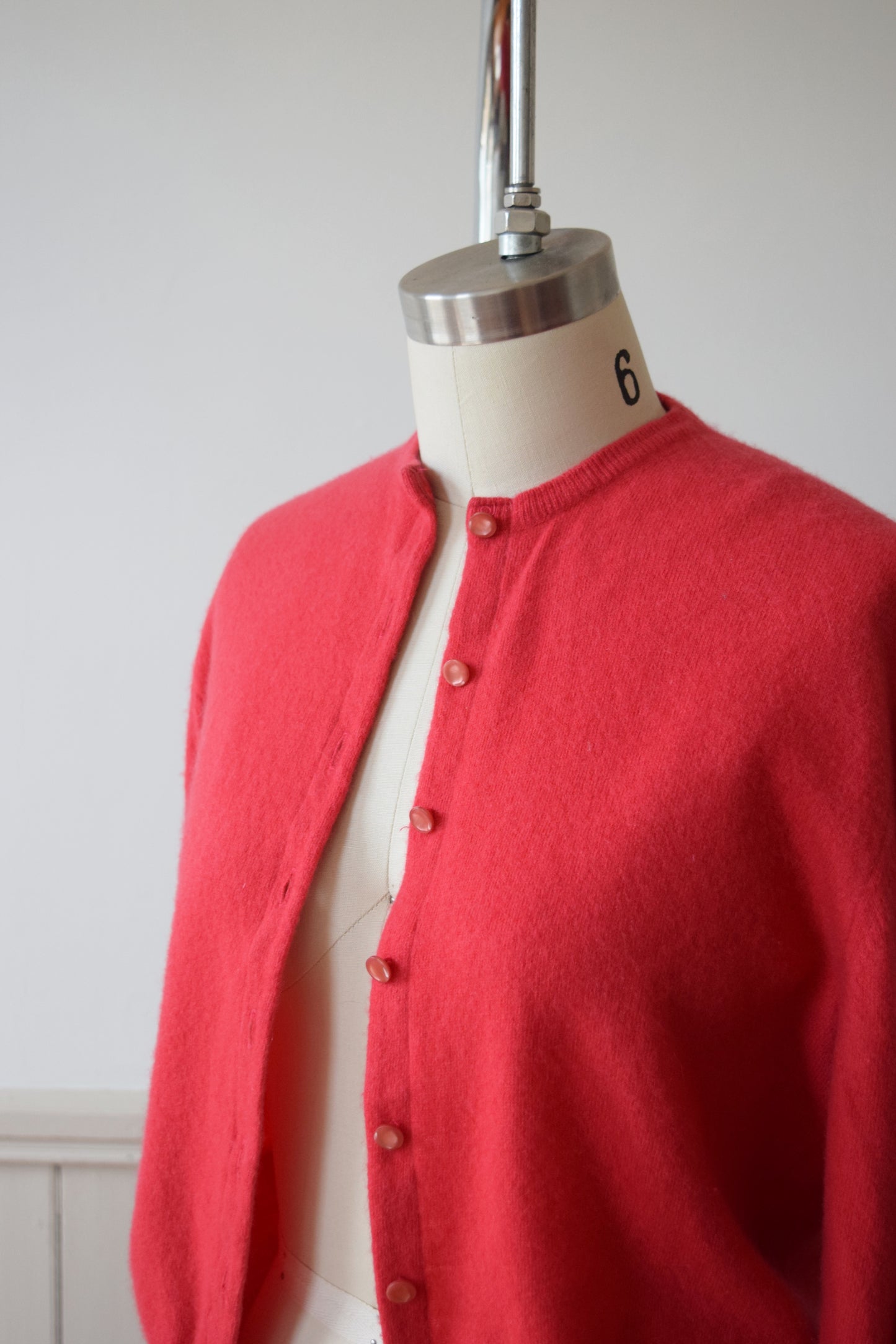 1950s/60s True Red Classic Cashmere Cardigan | S