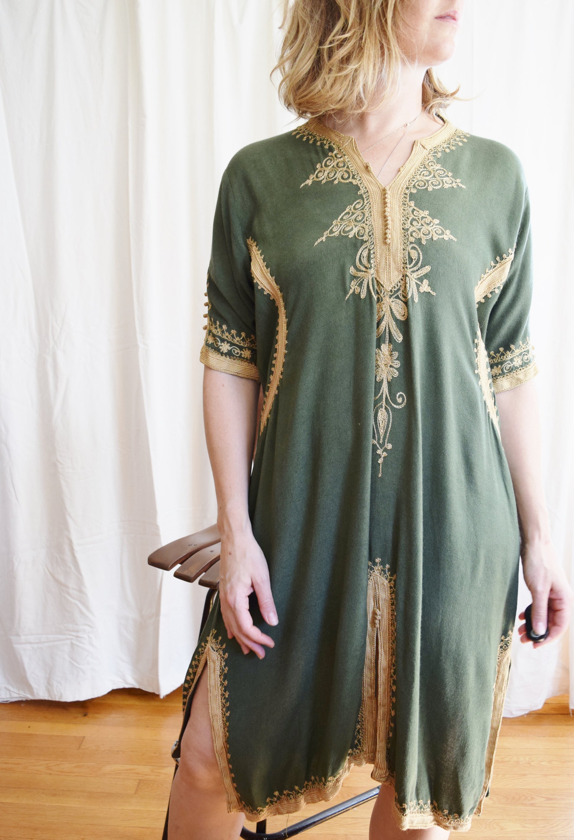 Vintage Moroccan-style Embroidered Tunic Dress fieldwork Vintage Moroccan-style Embroidered Tunic Dress fieldwork