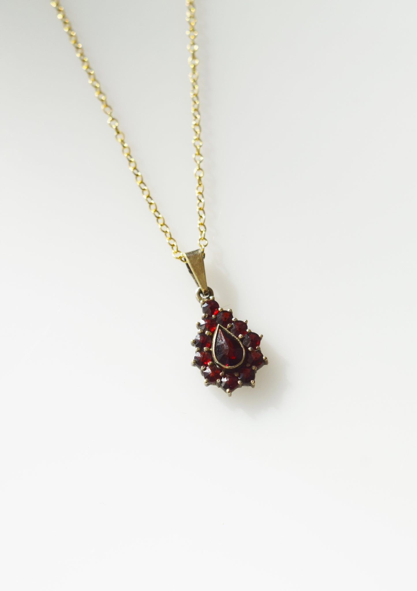 Vintage Bohemian Garnet Pendant Necklace